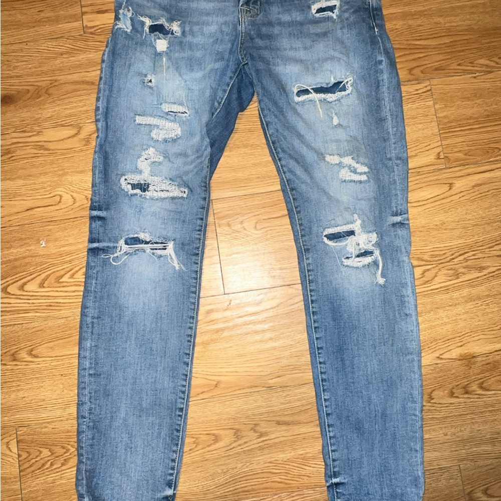 Aeropostale Jeans Mens 32x30 Blue Super Skinny Distressed